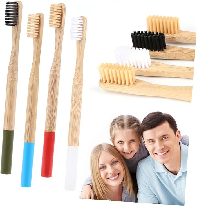 Biodegradable Toothbrush Set Soft Bristles for Adults Ergonomic Anti-Slip Handle for Travel and Home Use