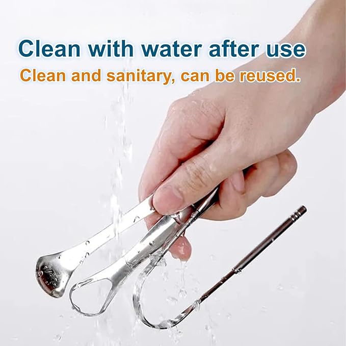 3pcs Stainless Steel Tongue Scraper Kit – Deep Clean Thick Coating & Eliminate Bad Breath, Flexible Bristle-Free Design with Comfort Handle, Hygienic Oral Cleaner for Daily Use & Travel