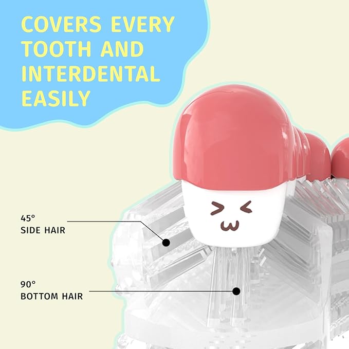 Kids U Shaped Electric Toothbrush，auto Sonic Baby Toothbrush，Cartoon Dinosaur 360-Degree Cleaning IPX7 Waterproof Design（2-7y）