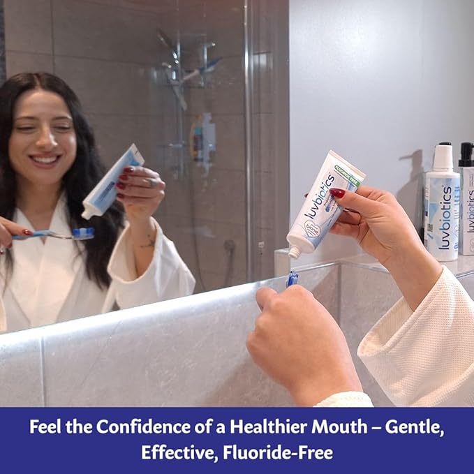 Luv Biotics Flouride Free Toothpaste with Oral Probiotics, Xylitol & Aloe Vera for Fresh Breath, Cavity Protection, Microbiome Support-75ml