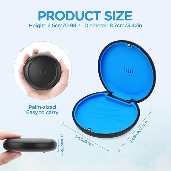 2 Pack Retainer Case Ultra-slim Aligner Case with Vent Holes Removable Inner Tray Silicone for Easy Cleaning (2Pack Black Blue)