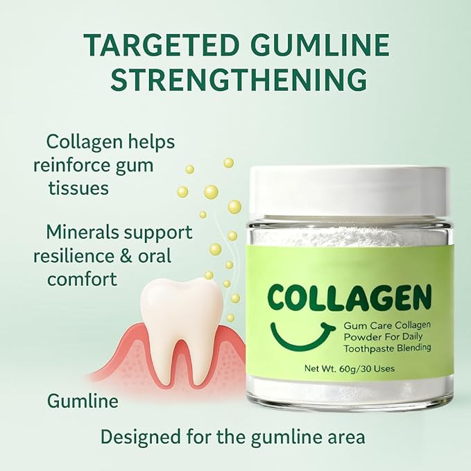 Collagen Smile Strengthening Collagen Powder – Daily Gumline Support for Healthy Gums & Teeth – Mineral-Infused Collagen Formula, 60 g (1)