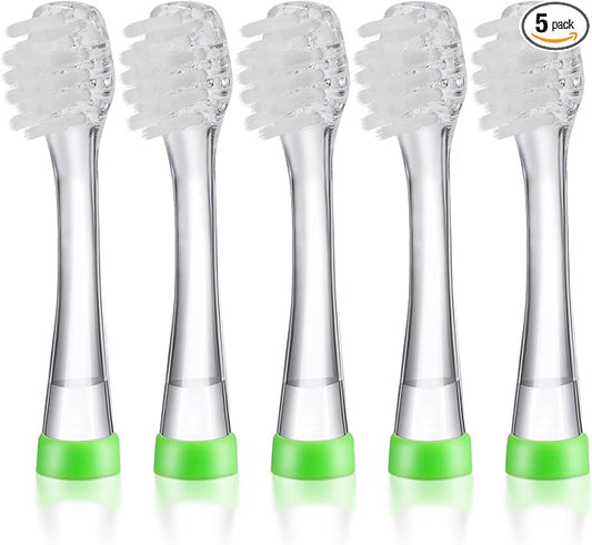 Baby Toothbrush Heads Compatible with Papablic BabyHandy/Toddler Sonic Electric Toothbrushes, Compatible with Brush-Baby BabySonic/Seago SG902/SG602, 5 Pack (18-36 Month)