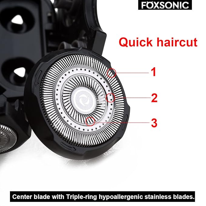 FOXSONIC Upgraded 9 Blades Body & Head Shaver for Head Shaver Many Brands 9 Blades Replacement Shaver Head Blade 9 Heads Beard Electric Razor Shaver Head for Blad Men