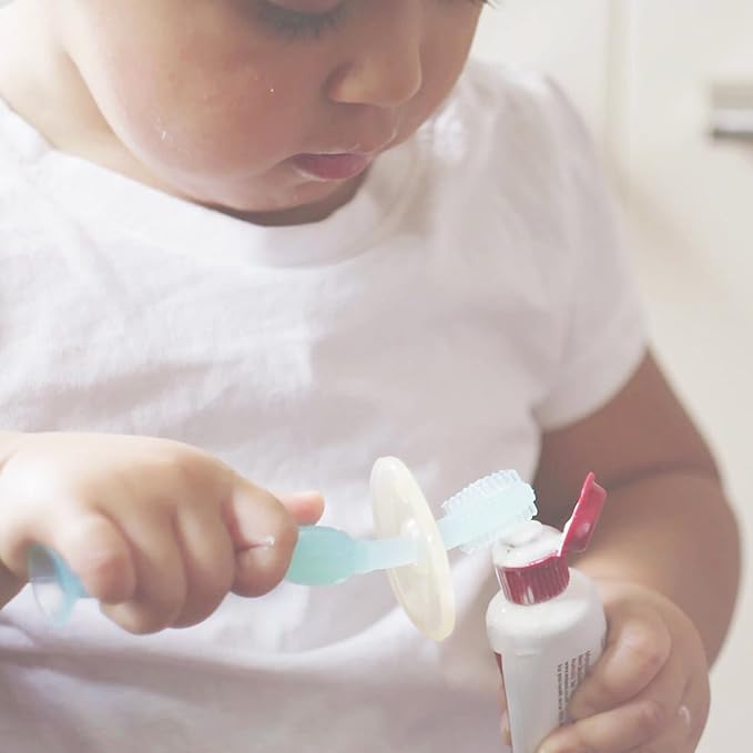Haakaa 360° Silicone Baby Toothbrush – 100% Soft Food Grade Silicone, BPA-Free, Suction Base, Safe for Babies 6 Months+, Gentle Gum and Teeth Cleaning for Infants, Gum Massager