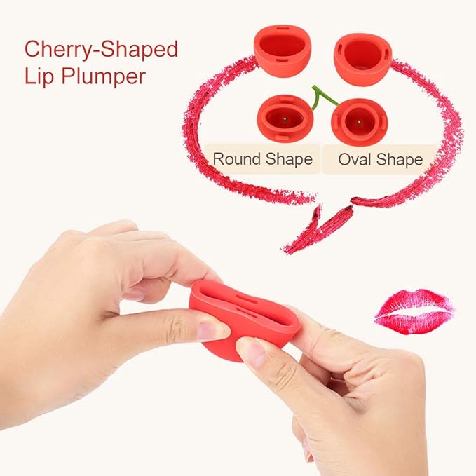Lip Plumper, Women Portable Cherry-Shaped Lip Plumper Enhancer Lip Enhancement Device Beauty Tool with High-Quality Silicone for Mom or Girlfriend Increasing The Fullness of The Lips