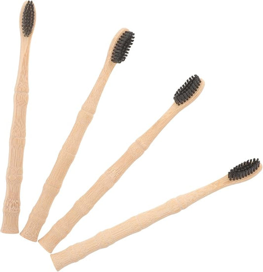 4pcs Toothbrushes with Extra Soft Bristles for Adults Natural Eco-Friendly Oral Care Non-Slip Handle for Comfortable Grip for Travel Camping and Daily Use