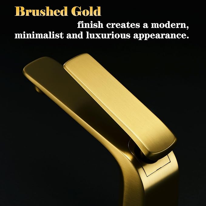 TOCALOCA Brushed Gold Bathroom Faucet, Single Hole, Single Lever, Vessel Sink Faucet, Copper, Aerated Stream, 2.2 GPM, Limited Warranty