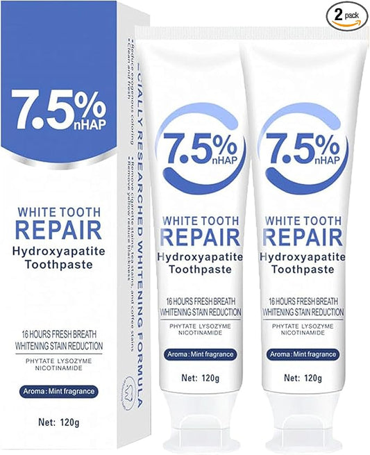 7.5% Hydroxyapatite Toothpastes for Enamel Protection & Tooth Strengthening, 7.5% Nano Hydroxyapatite Toothpaste White Tooth Repair, Fluoride-Free with Gentle Mint, Fresh Breath (2)