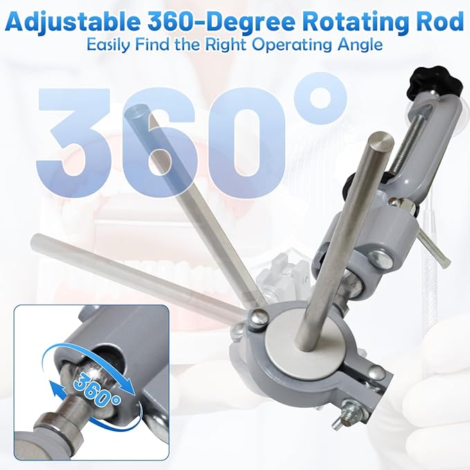‌Dental Typodont Stand, Adjustable 360° Rotating Mounting Pole Teeth Model Training Stand Fixed on Desk for Simulation Practice and Educational Practice (Typodont Model is NOT Included)