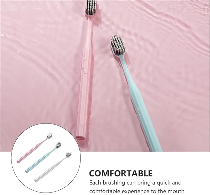 3pcs Soft-Bristle Toothbrushes for Adults Ultra-fine Bristles for Sensitive Gums Ergonomic Handle Eco-Friendly Manual Teeth Cleaning Brushes