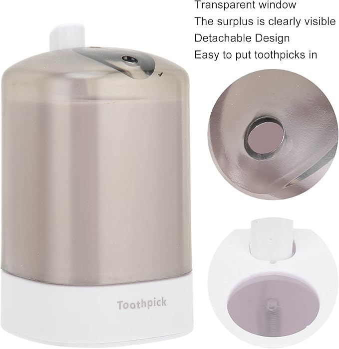 Automatic Toothpick Dispenser, Popping Up Toothpick Dispenser Thickening Toothpick Holder Pocket Toothpicks Container Tooth Pick Storage Box for Kitchen Restaurant Table Party(White)