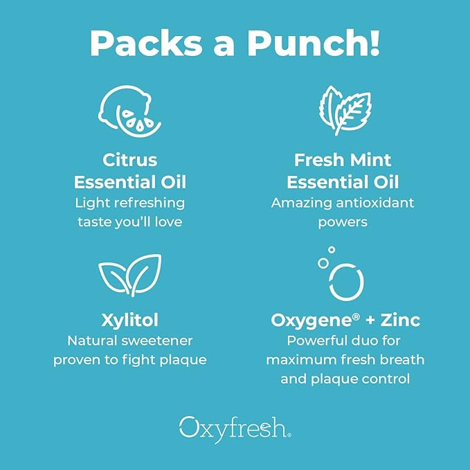 Oxyfresh Premium Lemon Mint Fresh Breath Toothpaste to Help Fight Bad Breath, Anti Plaque & Tartar Control - Low Abrasion Gel, SLS & Fluoride Free Toothpaste with Essential Oils, 5oz