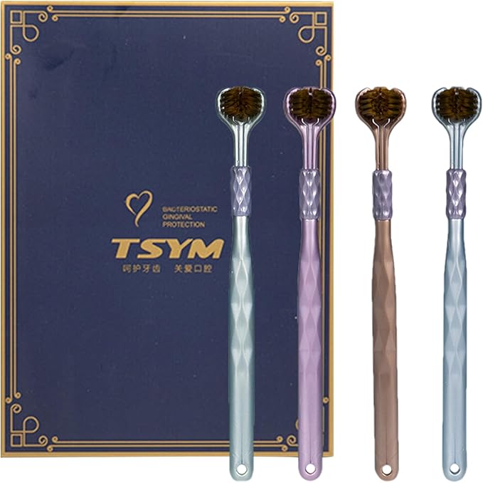 Three Headed Toothbrush – 18.5cm PP Soft Bristle 4pcs, Cleaning Tool, Care Aid | Perfect for Home Bathroom Use, Child Friendly Brushing, Adult Hygiene Routine, Travel Kit Packing, Family