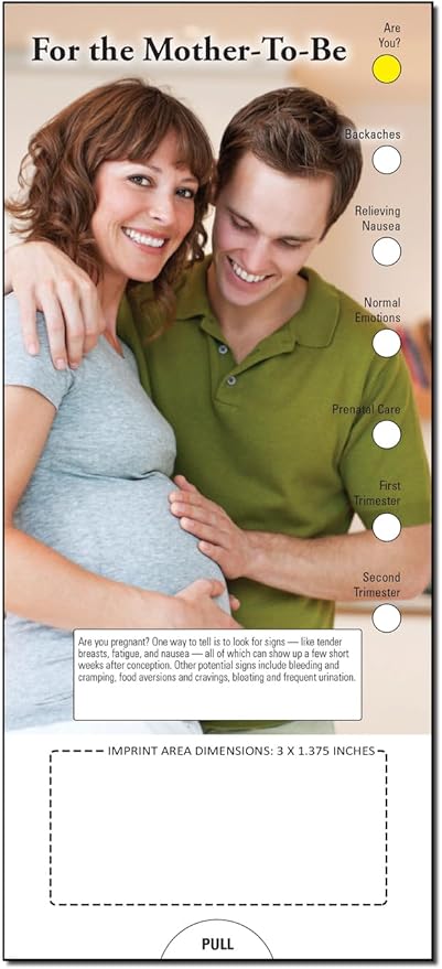 ZOCO - for The Mother-to-Be Slide Chart - Custom Promotional Item (Pack of 250) - Healthy Pregnancy, New Mom Brochure - Doctor’s Office, Hospitals, Clinics, Healthcare Center Handout - 3.75 x 8.5 in.
