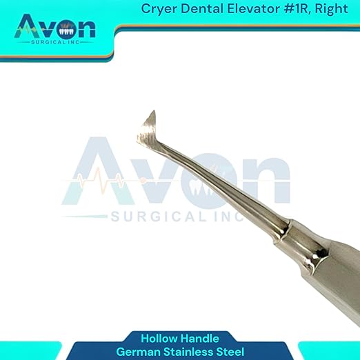 Root and Tooth Extraction Dental Cryer Elevator Pick, Sharp Angled Tip, Color-Coded Handle Ends | Autoclave-Safe German Stainless Steel Dental Instruments (1, #1R Cryer - Gold End)