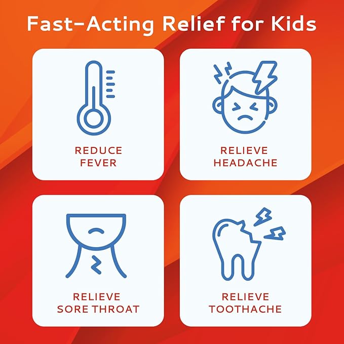 Children's Acetaminophen 24 Strips | Pain Reliever & Fever Reducer | Fast-Acting Support for Cold & Flu Symptoms | Oral Chewable Strips for Kids Ages 2-9 | Travel Size, Orange Flavor