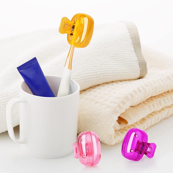 Waenerec 6 Pack Toothbrush Covers Portable Toothbrush Protector Coverings Clips Travel Protector Plastic Brush Pod Protection Clip Case Tooth Brush Covers for Kids Bathroom Home Travel Supplies