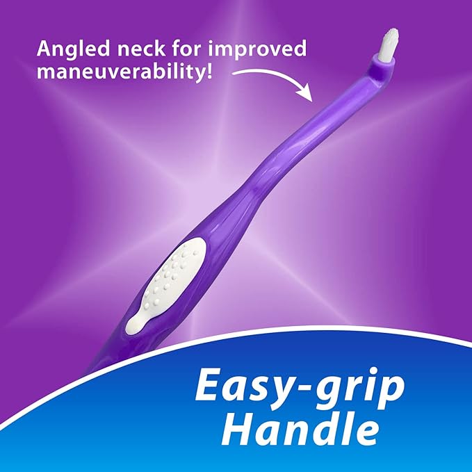 BrightWorks Manual End Tuft Brush, Cleans Difficult Areas Such as Around Crowns, Bridges, implants and Wider Gaps Between Teeth (Pack of 3)