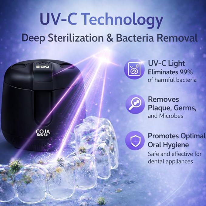 | Oral Cleansing Pod Pro + UV | Dentist-Designed Dental Pod for Retainers, Dentures & Aligners | Rechargeable USB-C (Slate Black)