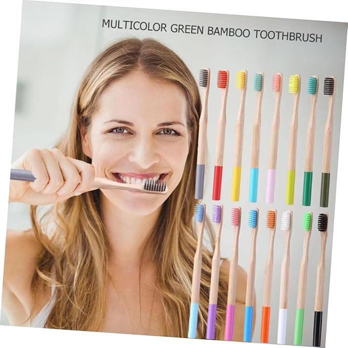 FUOYLOO Toothbrush Set for Adults Biodegradable Ergonomic Painted Handles Soft Bristles for Travel and Home