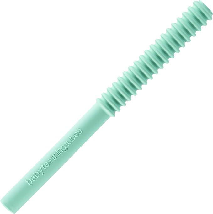 Baby Teething Tubes - Made in The USA Baby Teething Toys - Soft & Durable Infant Toys and Toddler Silicone Teether - 7 Inches, Mint - Baby Must Haves for Teething Relief - Food Safe & Easy to Clean