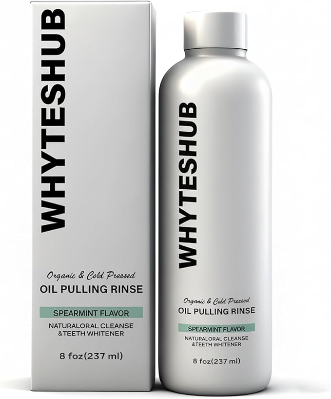 Spearmint Oil Pulling Rinse, Organic Cold-Pressed Coconut Oil for Teeth Mouthwash, Helps Maintain Gum Health & Freshens Breath - 8 fl oz