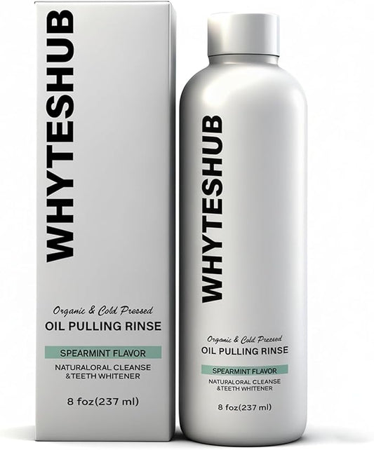 Spearmint Oil Pulling Rinse, Organic Cold-Pressed Coconut Oil for Teeth Mouthwash, Helps Maintain Gum Health & Freshens Breath - 8 fl oz