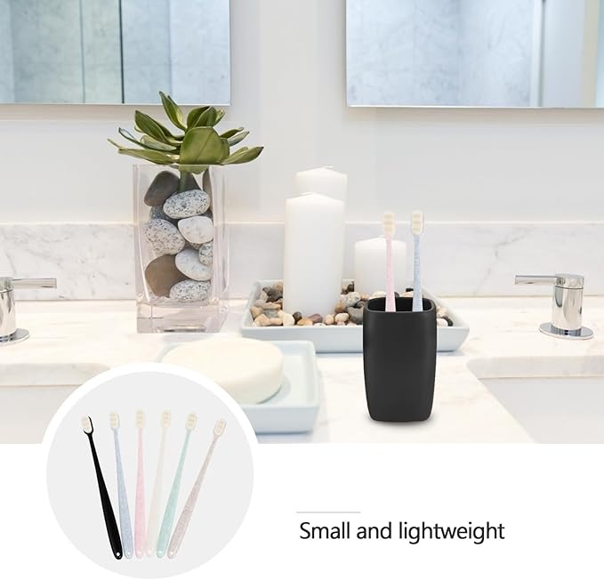 6pcs Soft Bristle Toothbrushes for Adults Miniature Wave-Shaped Small Head Design Gentle Gums Deep Cleaning Oral Care with Portable Individual Packaging