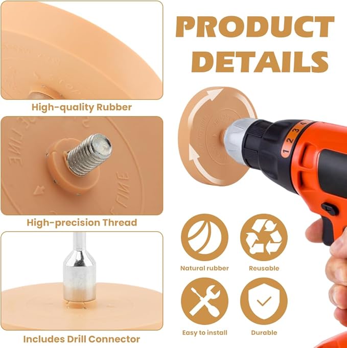 2pcs Car Eraser Wheel with 1 Plastic Scraper and Adapter, 3.5 Inch Decal Remover Wheel for Drill, Rubber Tool Kit for Quick Remove Sticker, Vinyl, Decal, Adhesive, Residue, Tape