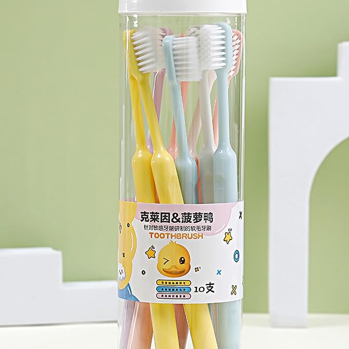 Soft Bristles Toothbrush Travel, Cleaning Toothbrush Sensitive Teeth, Round Handle with Comfort Grip, Multicolor for Bathroom Accessories, Portable Care for Students Household Use