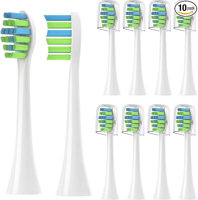 YMPBO 10 Pack Toothbrush Replacement Heads Compatible with 7AM2M AM100/AM105/AM110 Electric Toothbrush, Soft Brush Bristles, White