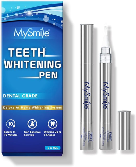 MySmile Non-Sensitive Teeth Whitening Pen Mint Gel Enamel Safety 8ML 30+ Treatments Fast Remove 20 Years of Stains Care Oral Bright Smile Alternative Teeth Whitening Strips ﻿
