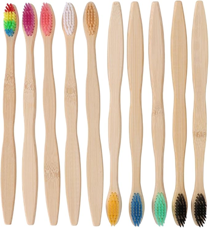 Natural Toothbrushes 10pcs Soft Bristle Fiber Handles Lightweight Travel Oral Care Set for Adults