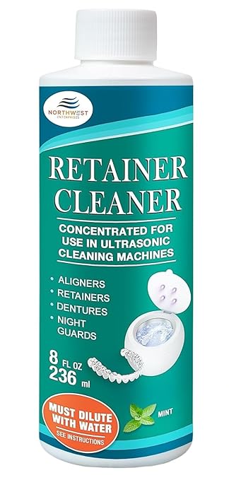 Ultrasonic Retainer Cleaner Solution Concentrate - Ultrasonic Denture Cleaner for Ultrasonic Machines - Cleans Mouthguards, Invisalign, and Nightguards - Updated Formula (Mint) (8 Ounces)