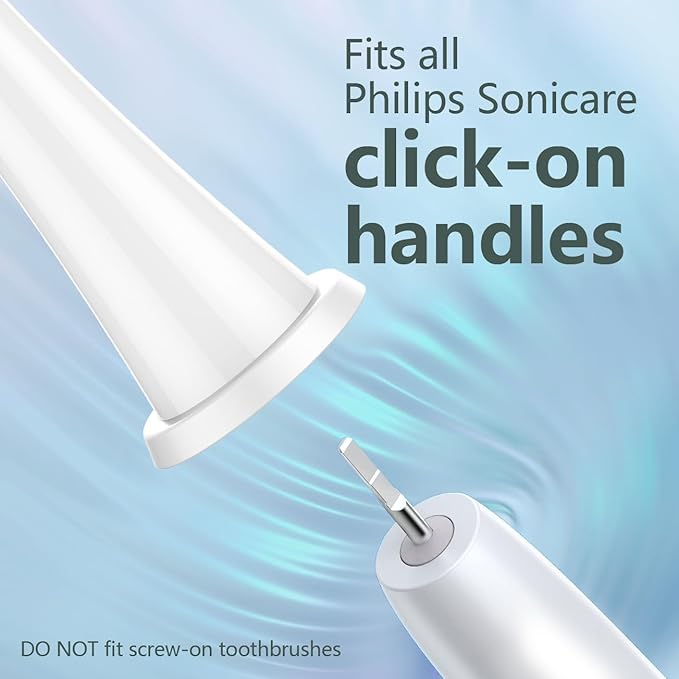 BUKURII Toothbrush Replacement Heads ONLY Compatible with Philips Sonicare Electric Toothbrushes,8PCS,White,for Sonicare Click on Brush Handles 1100 2100 4100 5100 6100, Refills for Protective Clean
