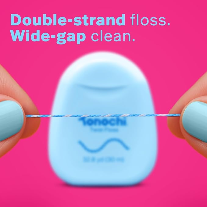 Twist Woven Dental Floss, Two-Tone Color Fibers for Visible Plaque Tracking, Shred-Resistant Braided Texture, Smooth Ribbon-Like Glide, Gentle on Gums, Mint + Xylitol, 3-Pack (33 yd Each)