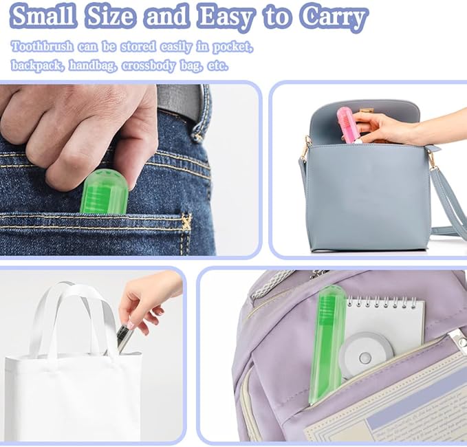 Travel Toothbrush 3Pcs Travel Toothbrush Set Mini Toothbrushes Soft Portable Toothbrushes Travels with Tooth Brush Cover Small Folding Toothbrush Individually Wrapped for Travels Home Black Green Pink