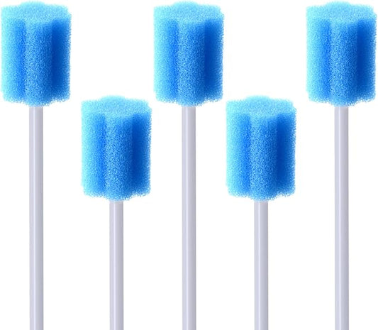 BVN Oral Care Swabs, 100 Pcs Disposable Mouth Cleaning Spong Swabs. (Blue-100pcs)