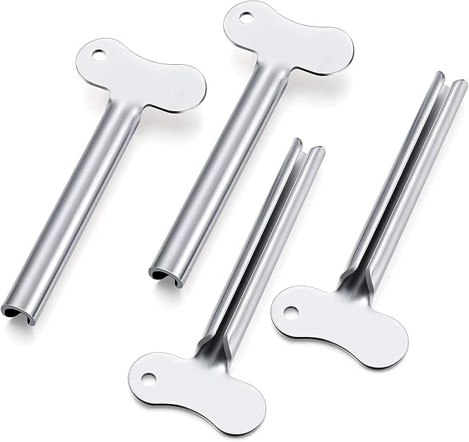 ZOCONE Toothpaste Squeezer, 12pcs Metal Tube Squeezer Key Stainless Steel Toothpaste Roller Tube Wringer for Paint, Cream, Cosmetic and Hair Dye(A)