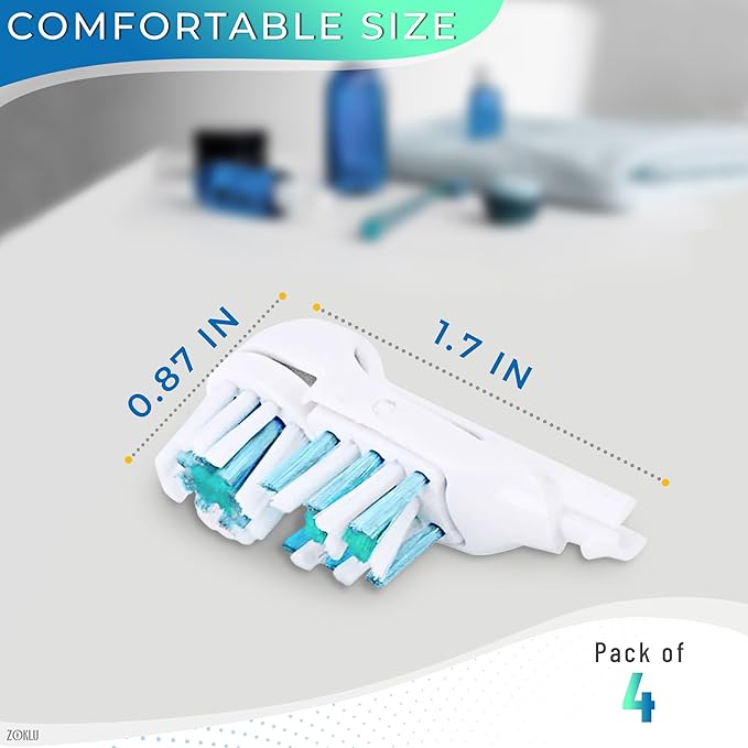 4 Pcs Replacement Tooth Brush Heads with Soft Bristles | Sensitive Toothbrush Heads Compatible with Oral-B 3733 4732 4734 Models – Dual Cleaning Action, Snap-On Design for Daily Oral Care & Cleaning