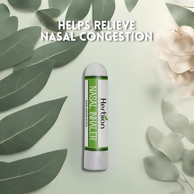 HERBION Naturals Nasal Inhaler Non-Medicated, Relieves Nasal Congestion & Blockage, Sinusitis Conditions, Menthol, Clove Oil, Eucalyptus Oil & Camphor, 0.05 Fl Oz (1.5ml)