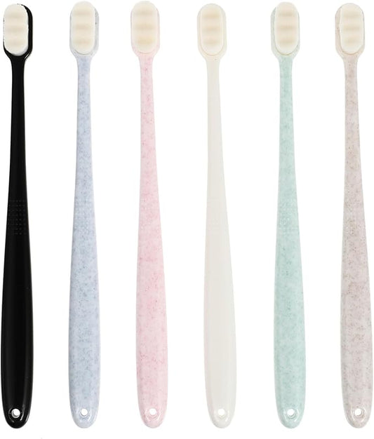 6pcs Soft Bristle Toothbrushes for Adults Extra Soft Manual Toothbrushes with Ergonomic Anti-Slip Handle Gentle Gums Deep Cleaning for Plaque and