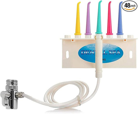 Water Dental Flosser for Family Use 5 Color Jet Tips for Faucet & Shower, Oral Irrigator Non-Electric Safety Water Pressure,Oral Care Tooth Cleaning. Energy Saving & Environmental Protection.