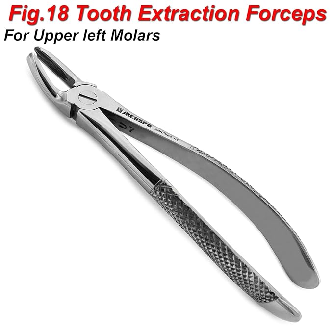 MEDSPO Professional Dental Extraction Forceps, Upper Lower Incisors, Premolars, Molars, Canines, Wisdom Teeth, Dental Tools, CE Certified (Fig. 18)