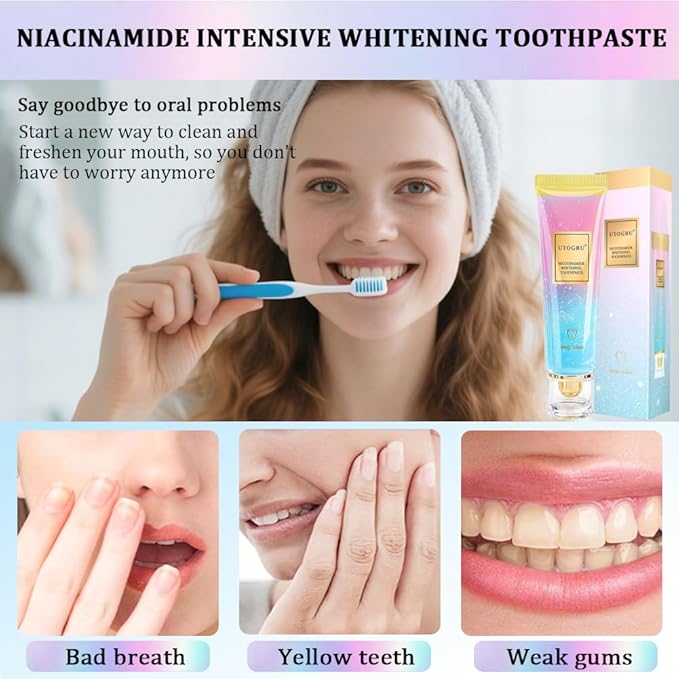 Utogru Niacinamide Whitening Toothpaste – Enamel Repair, Stain Removal, Fluoride-Free, 3.8oz