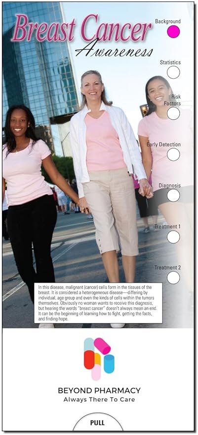 ZOCO - Breast Cancer Awareness Slide Chart - Custom Promotional Item (Pack of 250) - Breast Self-Exam Instructions, Treatment Guide - Doctor’s Office, Hospitals, Clinics Handout - 3.75 x 8.5 in.