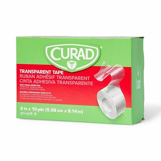 CUARD Tear-to-Fit Clear Plastic Tape, 2 Inch x 10 Yards per Roll, Box of 6