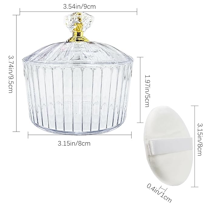 3 Pcs Body Face Plastic Powder Puff and Container Dish Fluffy Soft Large Powder Puff for Women(Roman jar Shape)