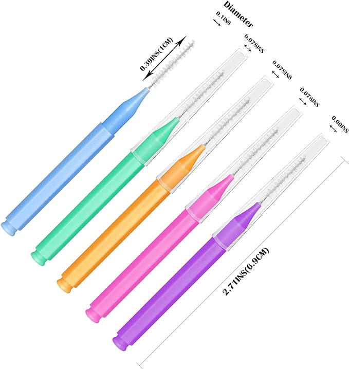EasyHonor Braces Brush for Cleaner Interdental Toothpick Dental Tooth Flossing Head Oral Hygiene Flosser Cleaners Cleaning Tool (5Colors,75pcs)